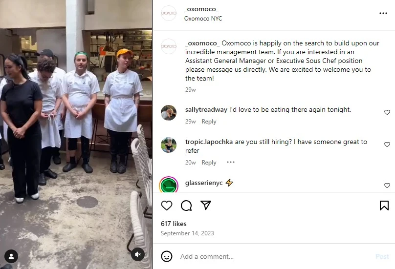 a reel idea for a restaurant page on Instagram