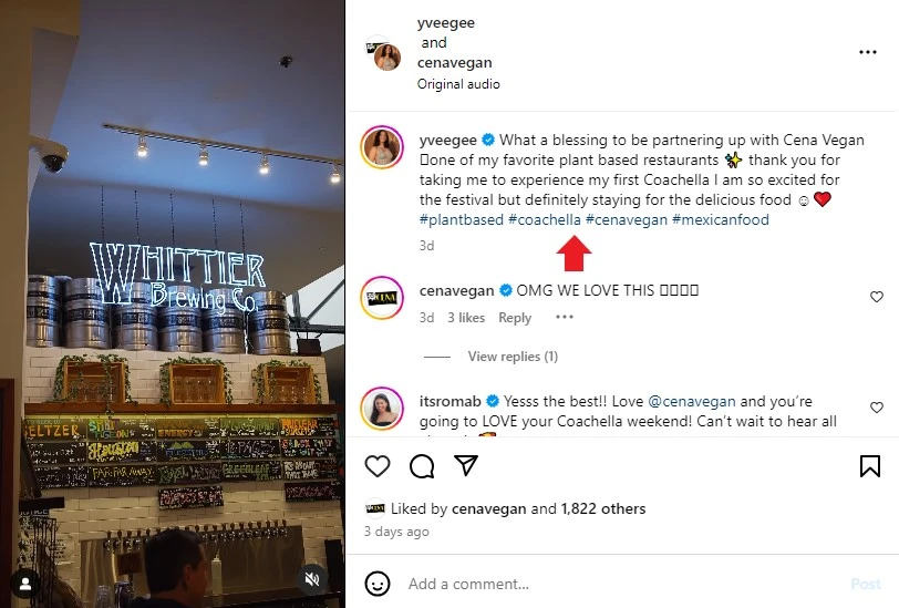 Relevant food and restaurant hashtags