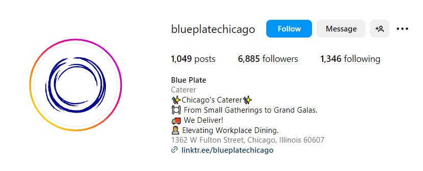 caterings bio on Instagram