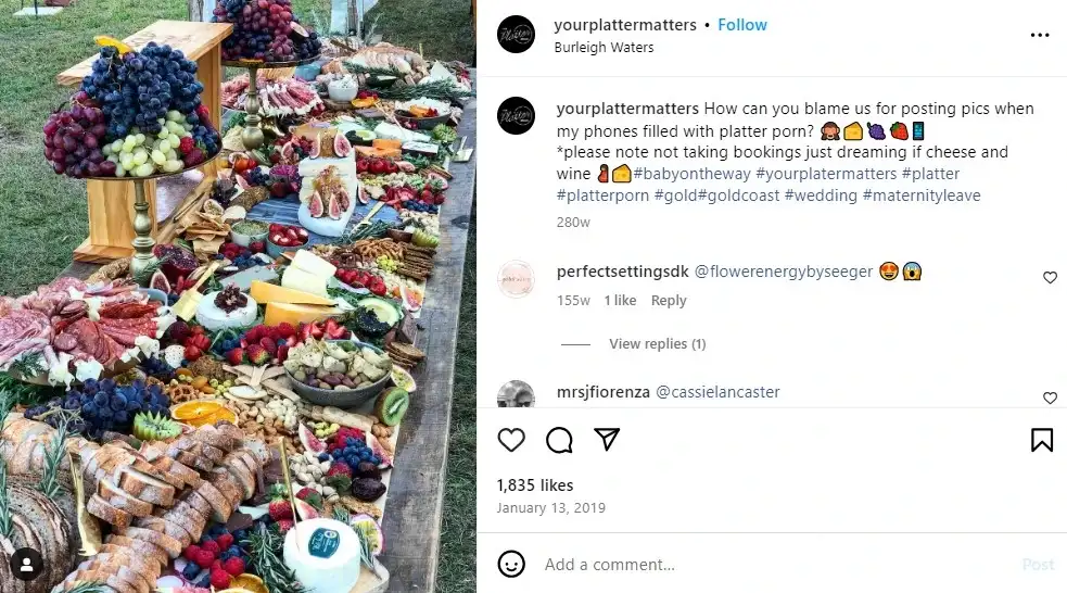 short caption for catering