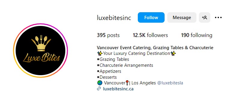 bio example for catering business