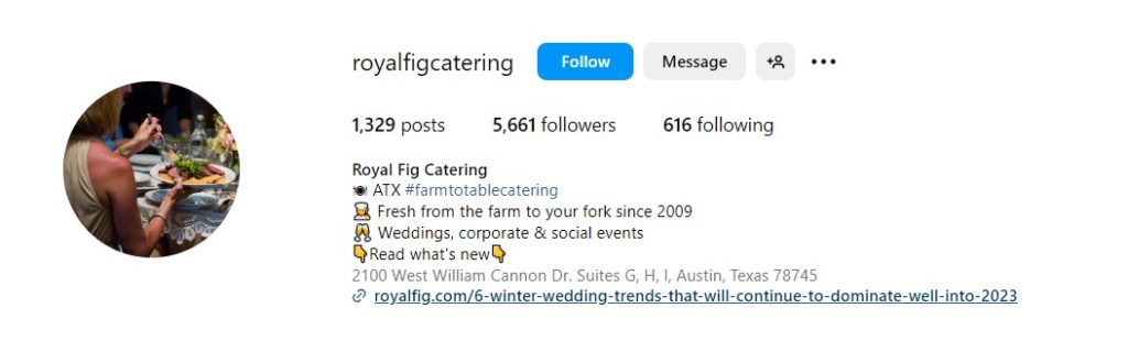good IG bio for catering