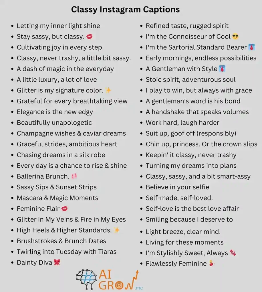 classy Instagram captions