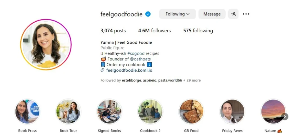 food page bio example