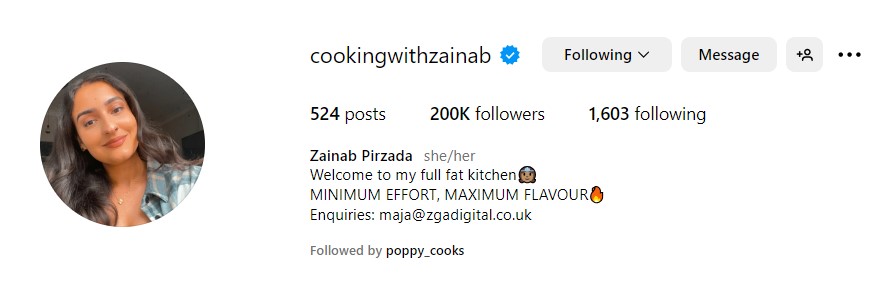 bio for food pages on Instagram