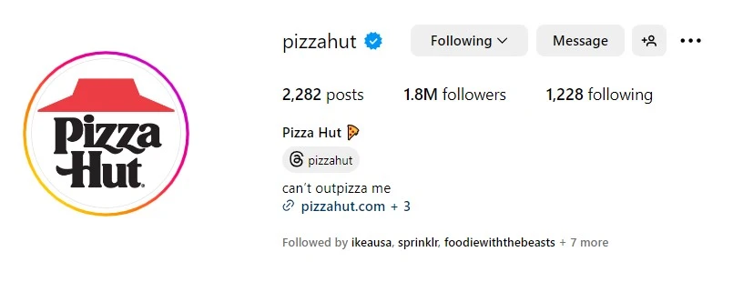 Pizza bio for Instagram