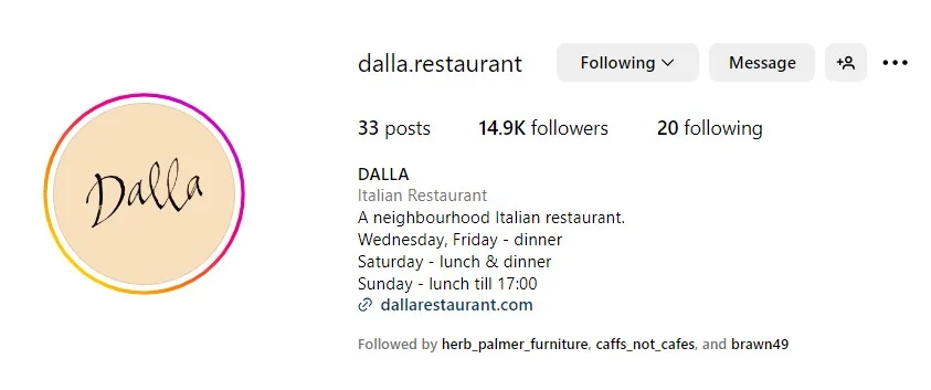 a catchy bio for restaurant