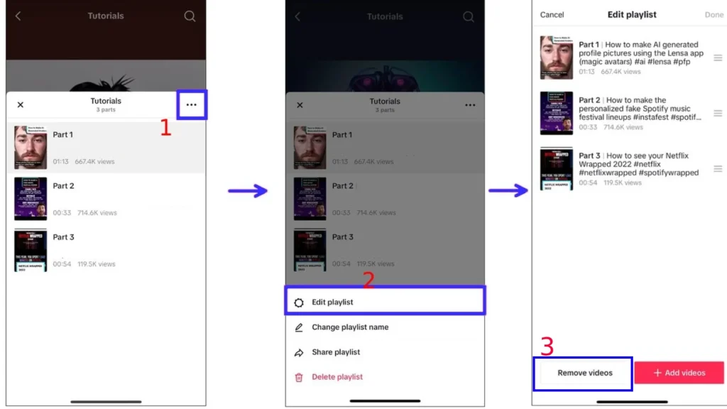 How to remove a video from a tiktok playlist