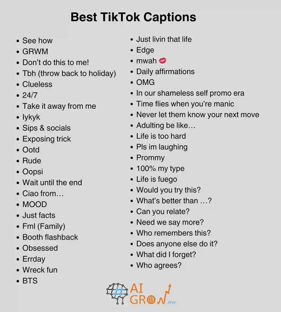 TikTok caption ideas
