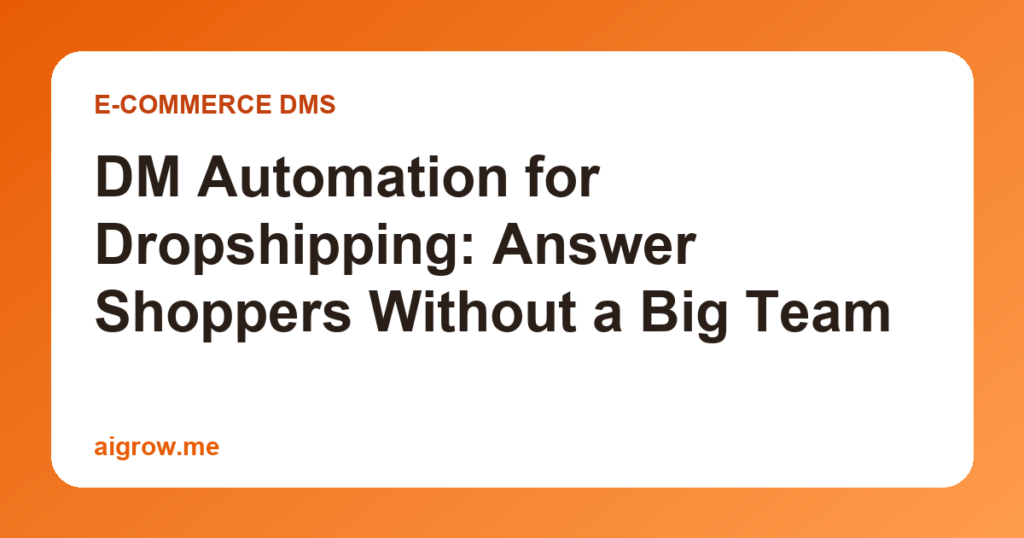 DM Automation for Dropshipping: Answer Shoppers Without a Big Team